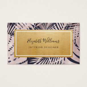 Tropical Blue Pink Interior Designer Business Card