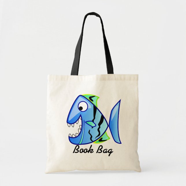 Tropical blue Piranha book bag (Front)