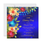 Tropical Blue Red Yellow Hibiscus floral Birthday