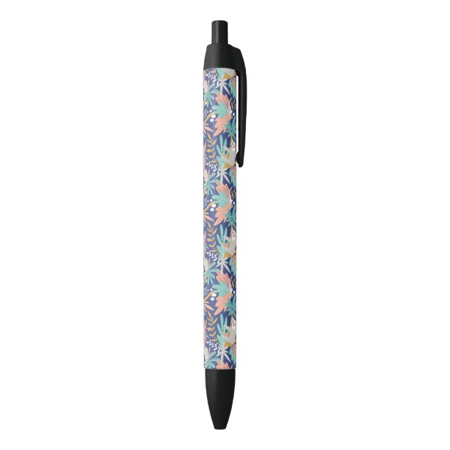 Tropical Blue Sloth Pattern Black Ink Pen (Bottom (Vertical))