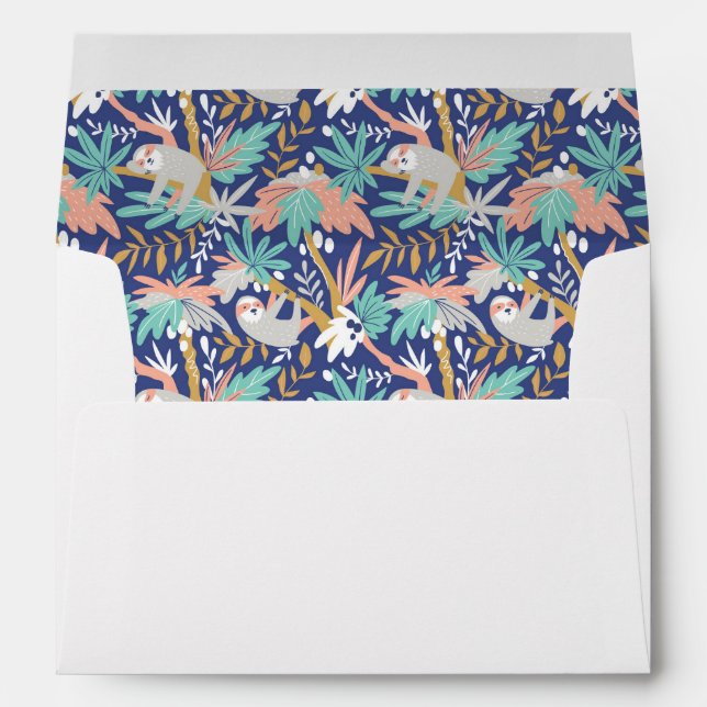 Tropical Blue Sloth Pattern Envelope (Back (Bottom))