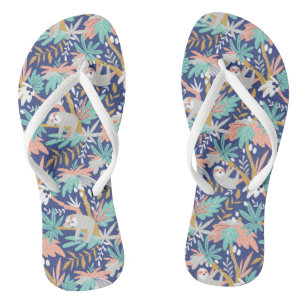 Tropical Blue Sloth Pattern Jandals