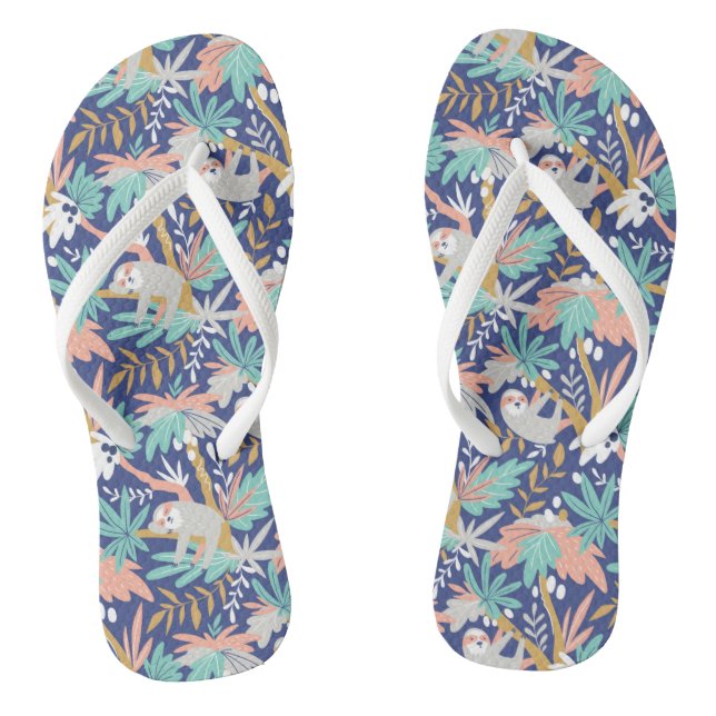 Tropical Blue Sloth Pattern Jandals (Footbed)