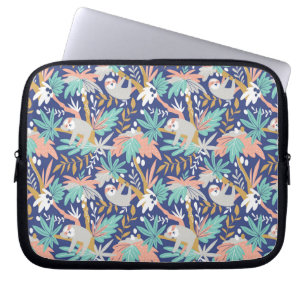 Tropical Blue Sloth Pattern Laptop Sleeve