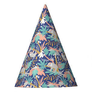 Tropical Blue Sloth Pattern Party Hat