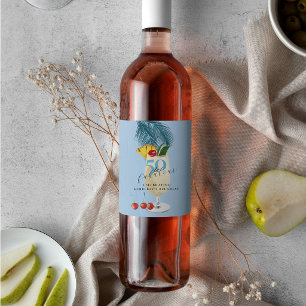 Tropical Blue Summer Cocktail 50th Birthday Party Wine Label