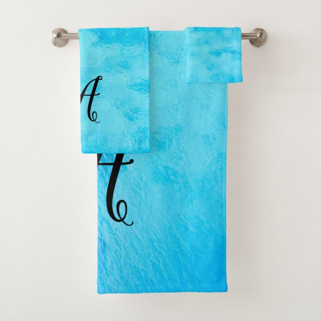 Tropical Blue Water Bath Towel Set (Insitu)