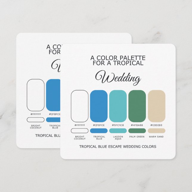 Tropical Blue Wedding Colour Palette Card (Front/Back)