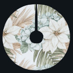 Tropical Blue White Flowers Christmas Brushed Polyester Tree Skirt<br><div class="desc">Tropical Blue White Flowers Christmas</div>
