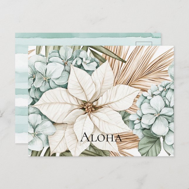 Tropical Blue White Flowers   Postcard (Front/Back)