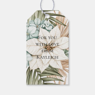 Tropical Blue White Flowers Wedding Gift Tags