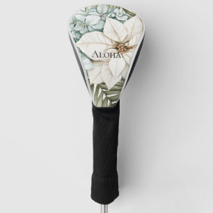 Tropical Blue White Flowers Wedding Golf Head Cover