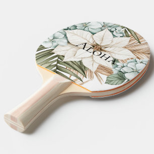 Tropical Blue White Flowers Wedding Ping Pong Paddle
