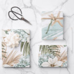 Tropical Blue White Flowers Wedding Wrapping Paper Sheet<br><div class="desc">Tropical Blue White Flowers Wedding</div>
