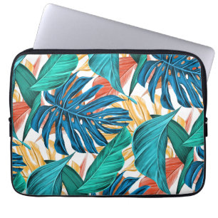 Tropical Blue yelllow leaves Laptop Sleeve