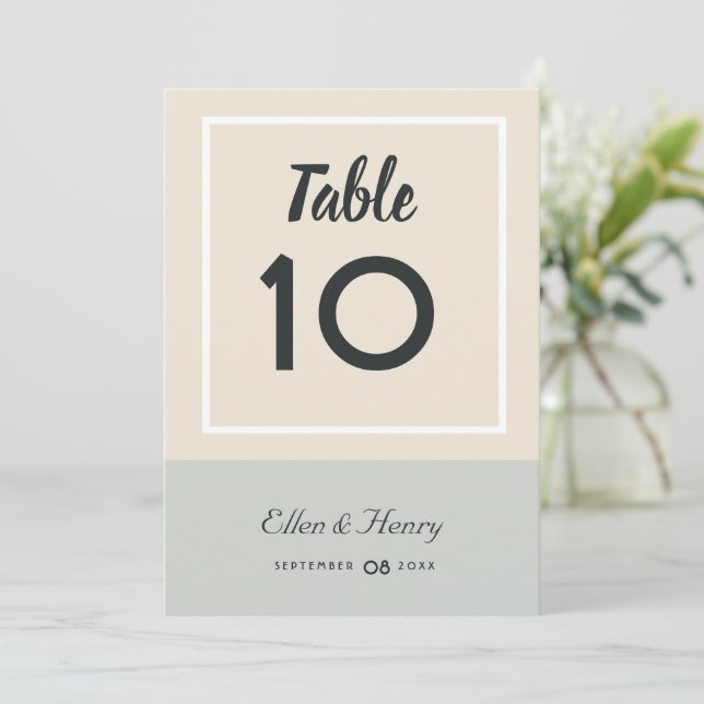 Tropical Blues & Greens Beach Wedding Table Number (Standing Front)