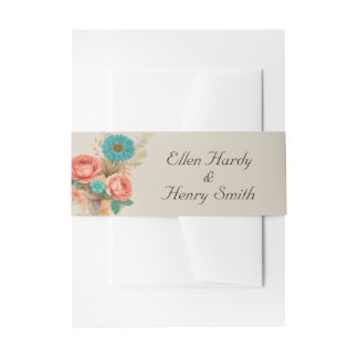 Tropical Blues & Greens Eco Beach Wedding Invitation Belly Band