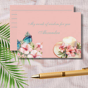 Tropical Blush Pink Flowers Beach Bridal Shower Enclosure Card