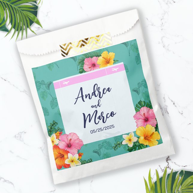 Tropical Boarding Pass Destination Wedding Favour Bags (Boarding Pass Destination Wedding Favor Bag)