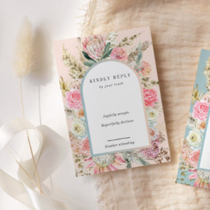 Tropical Bohemian Blush Vertical RSVP Card