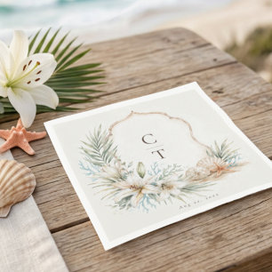 Tropical Boho Beach Wedding Crest Napkin