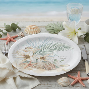Tropical Boho Beach Wedding Paper Plate