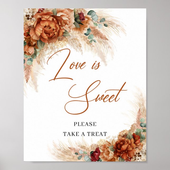 Tropical boho copper burnt orange Love is sweet Poster (Front)