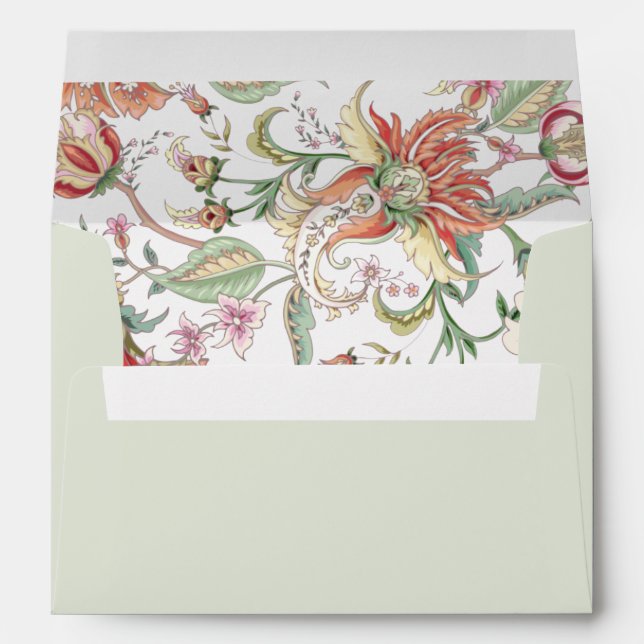 Tropical Boho Floral Pre-Printed Address 5x7 Envelope (Back (Bottom))