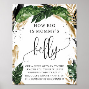 Tropical boho how big is mommy's belly sign game