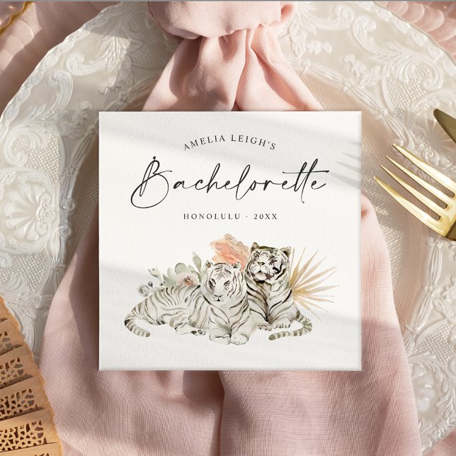 Tropical Boho Tigers Bachelorette Napkin (Creator Uploaded)