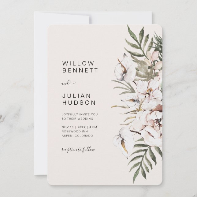 Tropical Boho Wedding Invitation (Front)
