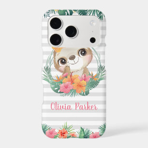 Tropical Borders Hibiscus Flowers Sloth Custom
