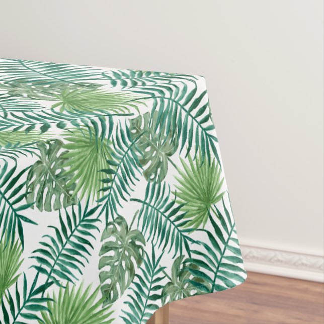 Tropical Botanic Palm Tree Leaves Pattern Tablecloth (In Situ)