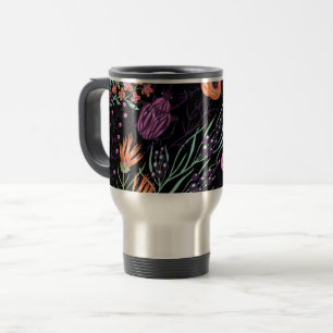 Tropical Botanical and Bugs Colorful Abstract Art Travel Mug