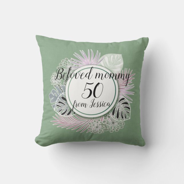 Tropical Botanical bouquet personalised Cushion (Front)