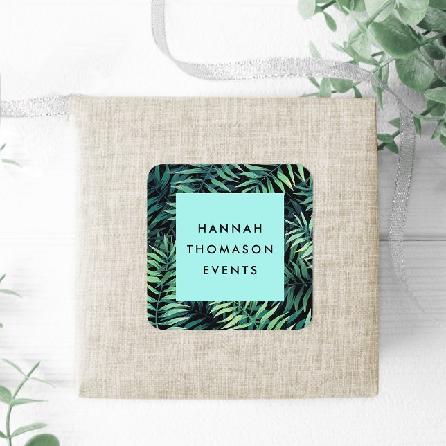 Tropical Botanical Business Name Square Sticker (Creator Uploaded)