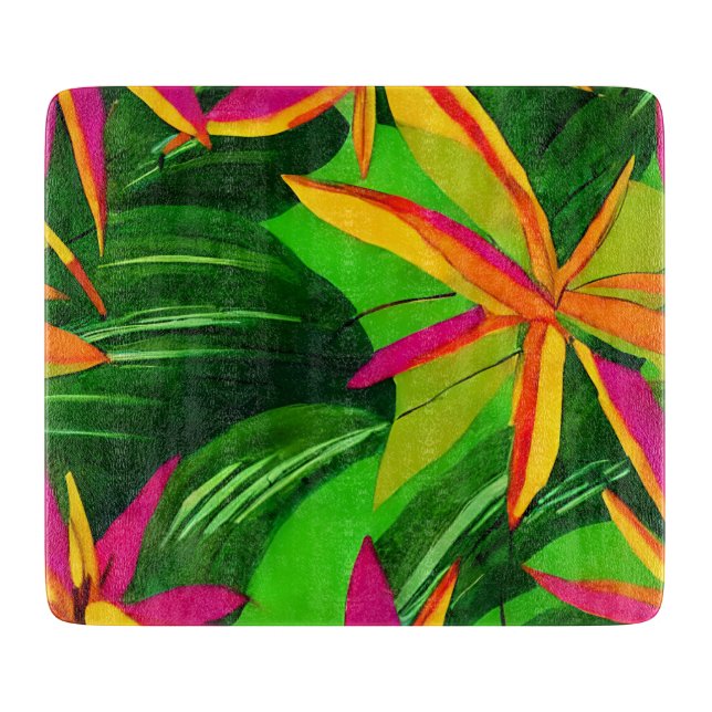 Tropical Botanical Cutting Board:nature's elegance Board (Front)