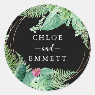 Tropical Botanical Exotic Wedding Favour Classic Round Sticker