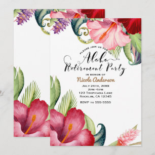 Tropical Botanical Floral Aloha Retirement Party Invitation