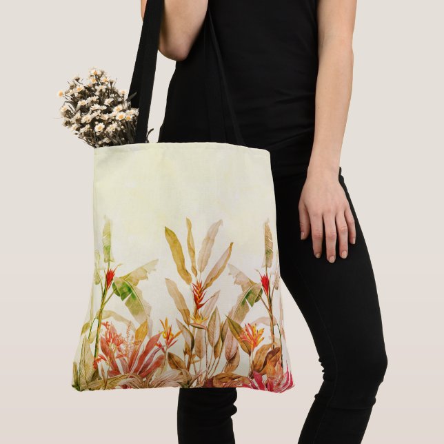 Tropical Botanical Floral Garden Art Pattern  Tote Bag (Close Up)
