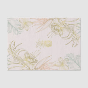 Tropical Botanical Floral Leaves Gold Pineapple Tissue Paper