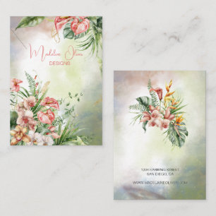 Tropical Botanical Floral Necklace Display Business Card