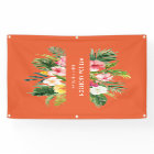Tropical botanical floral orange modern foliage