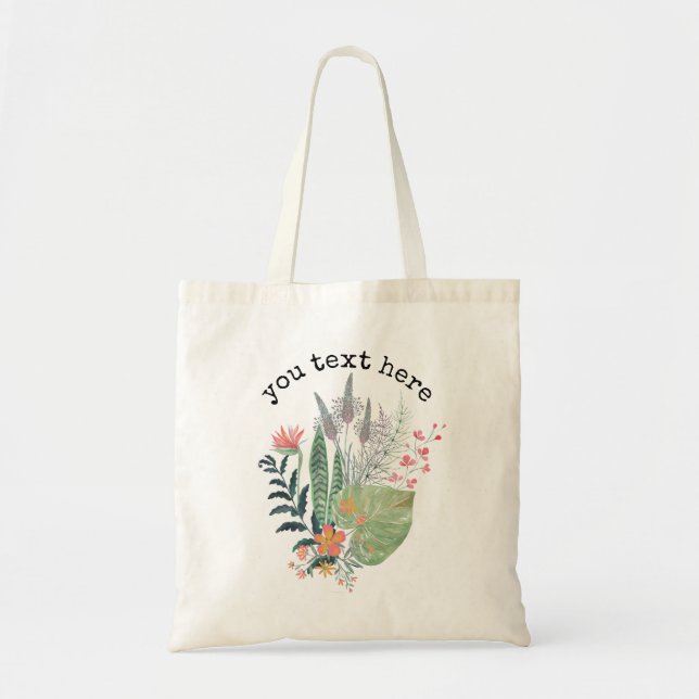 tropical Botanical floral personalised Tote Bag (Front)