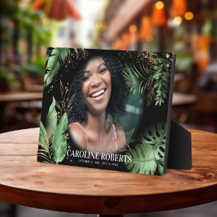 Tropical Botanical Foliage Photo Memorial Plaque