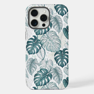 Tropical Botanical Green Monsteras iPhone 15 Pro Max Case