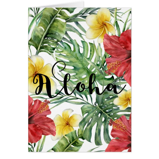 Tropical Botanical Leaves & Flowers Floral Aloha (Front)