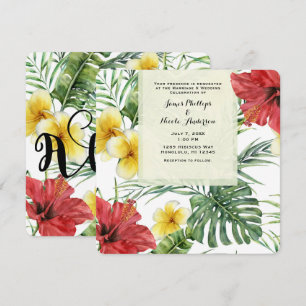 Tropical Botanical Leaves & Flowers Floral Aloha Invitation