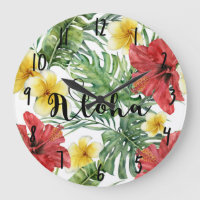 Tropical Botanical Leaves & Flowers Floral Aloha