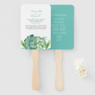 Tropical Botanical Leaves Wedding Program Fan